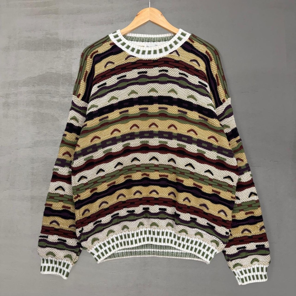 Vintage Protege Sweater Coogi Style MultiColor 3D Knit Geometric Pullover XL - Picture 1 of 7